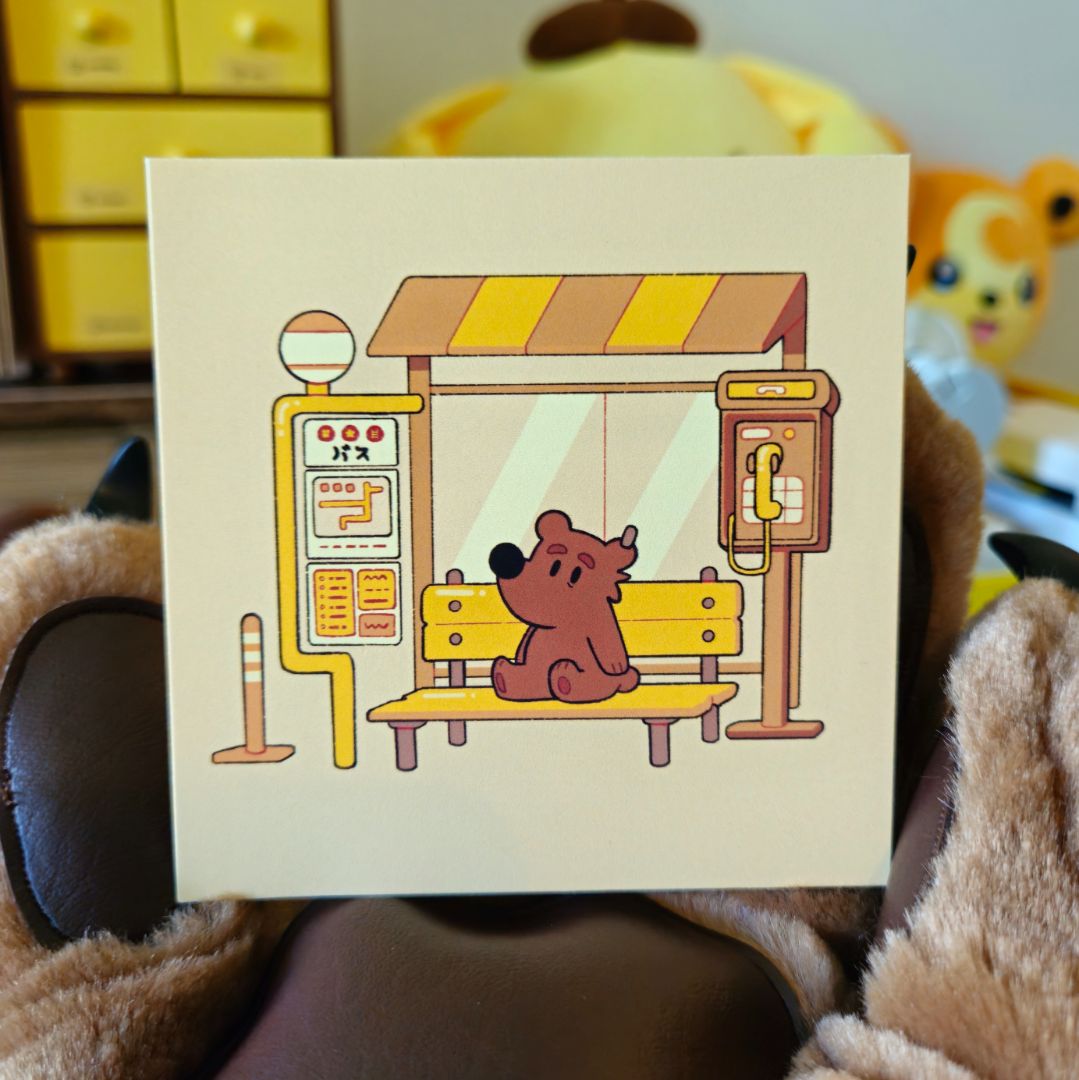 Bus Stop Bear Mini Print