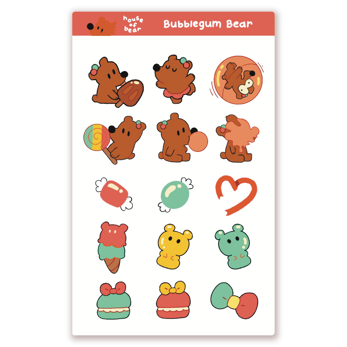 Bubblegum Bear Sticker Sheet