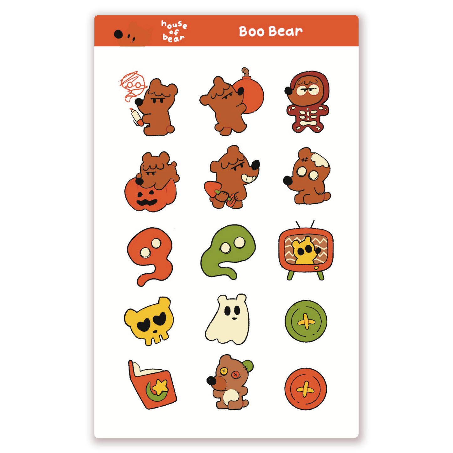 Boo Bear Sticker Sheet