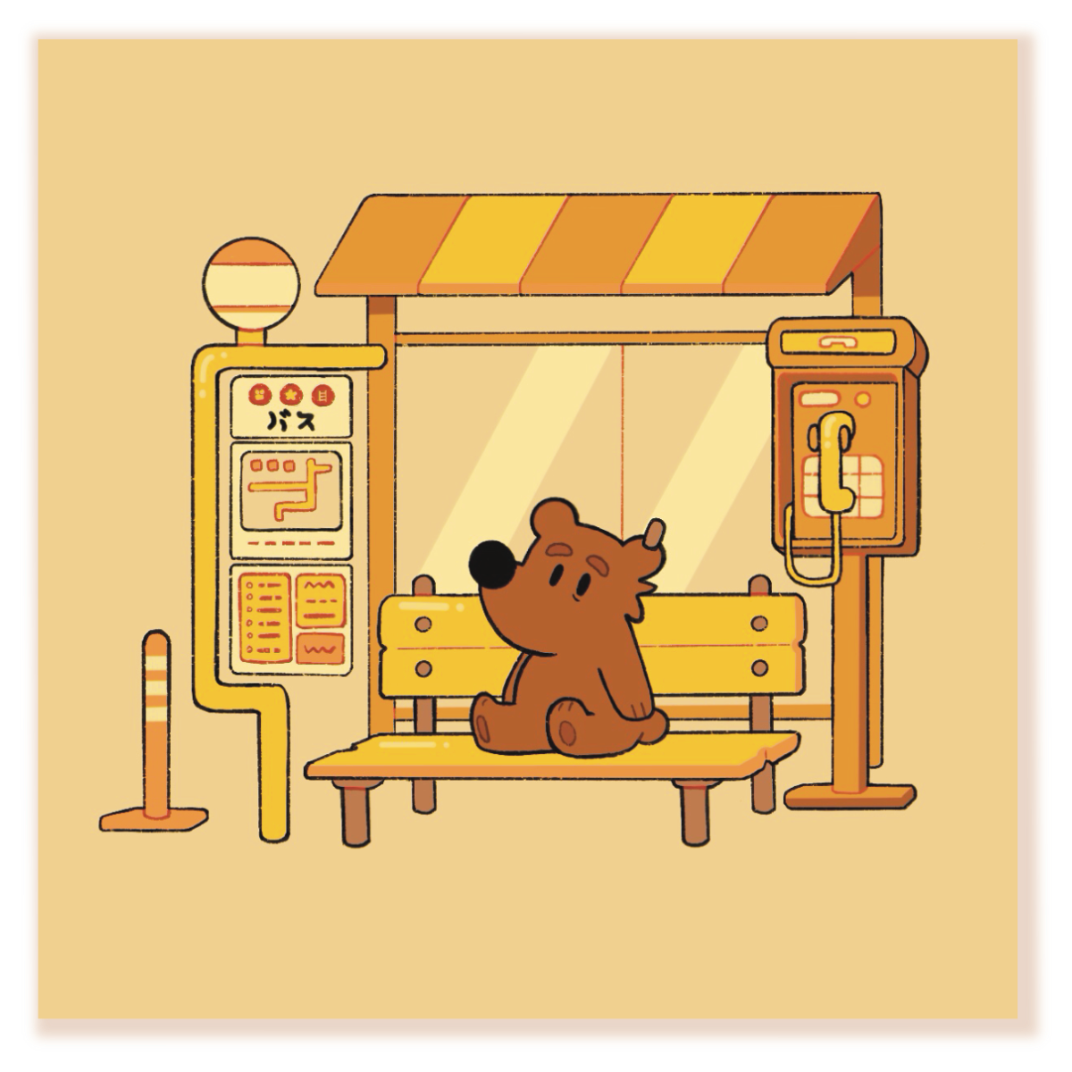 Bus Stop Bear Mini Print