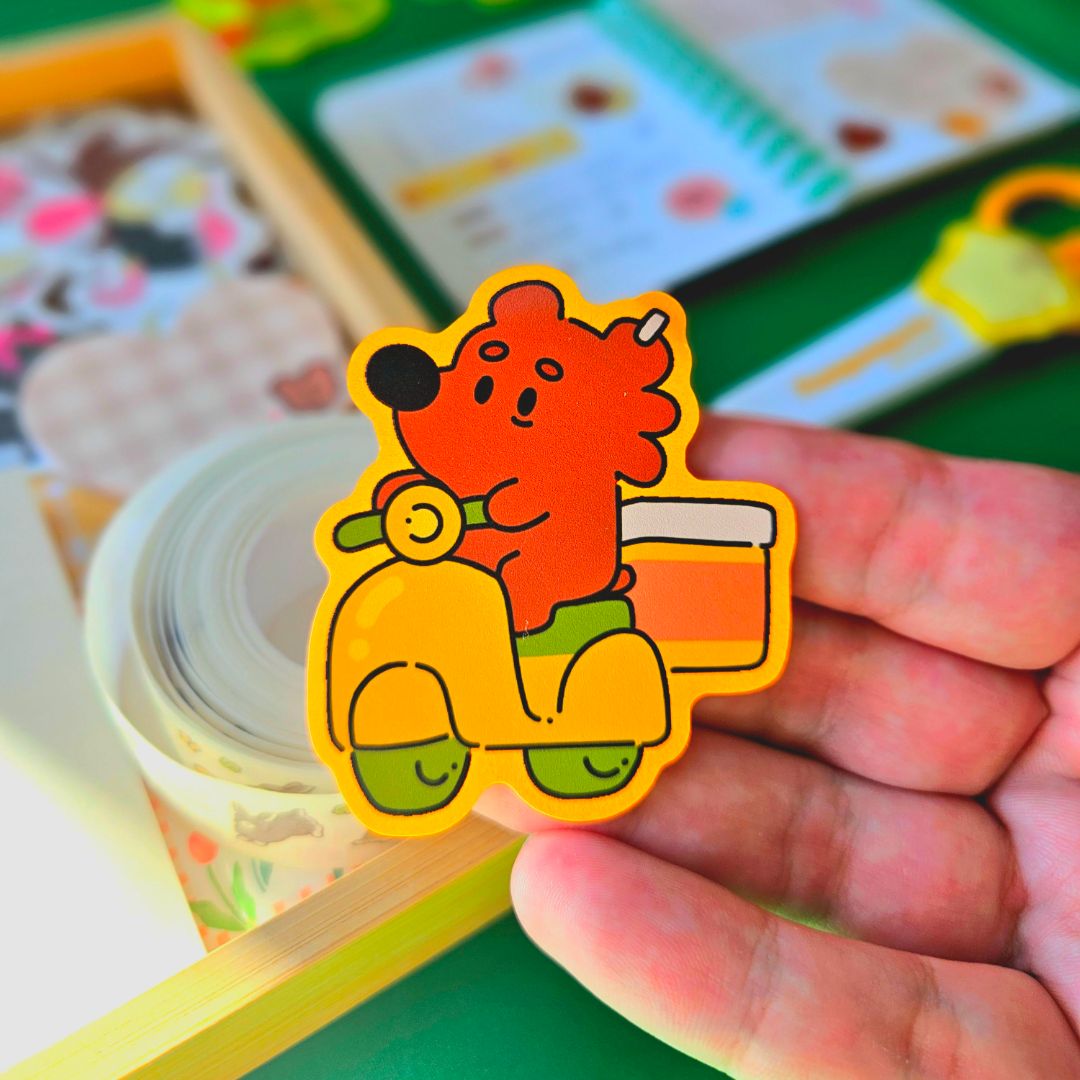 Scooter Bear Sticker