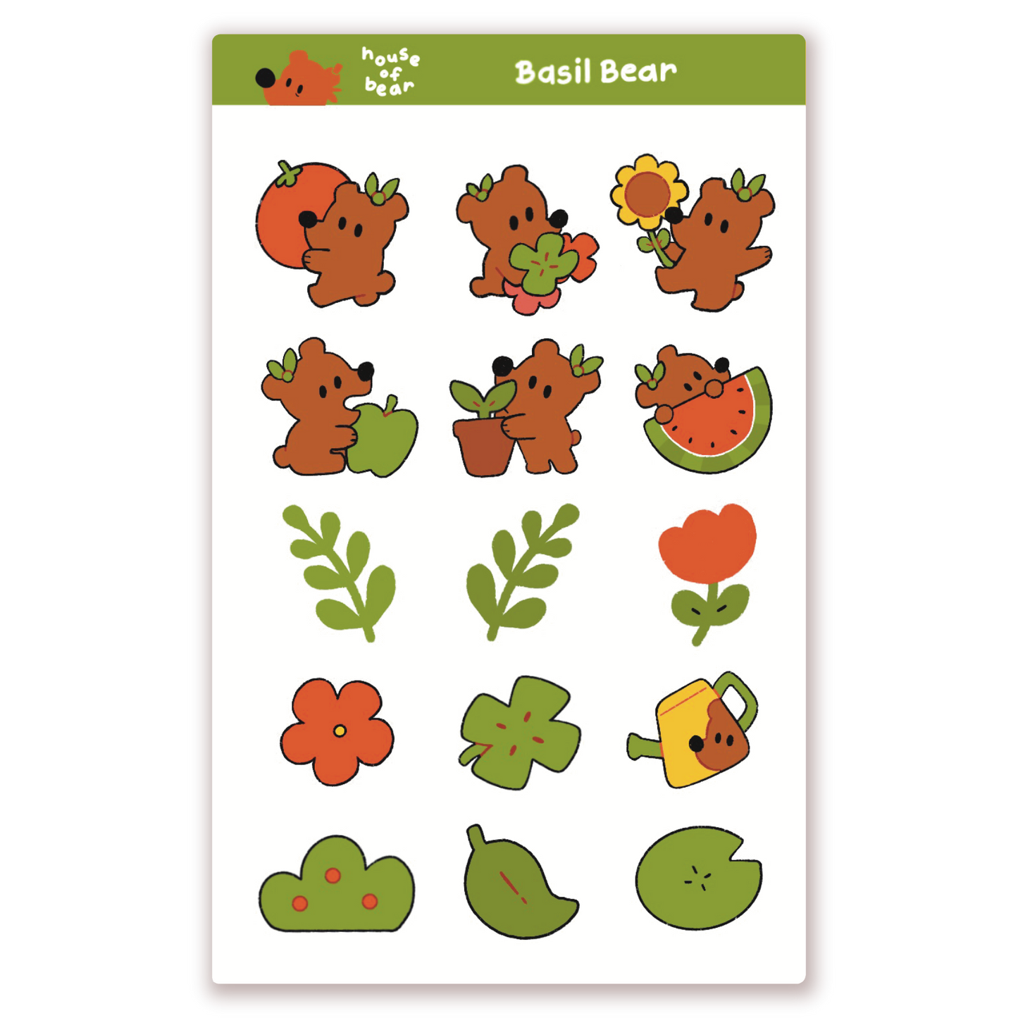 Basil Bear Sticker Sheet