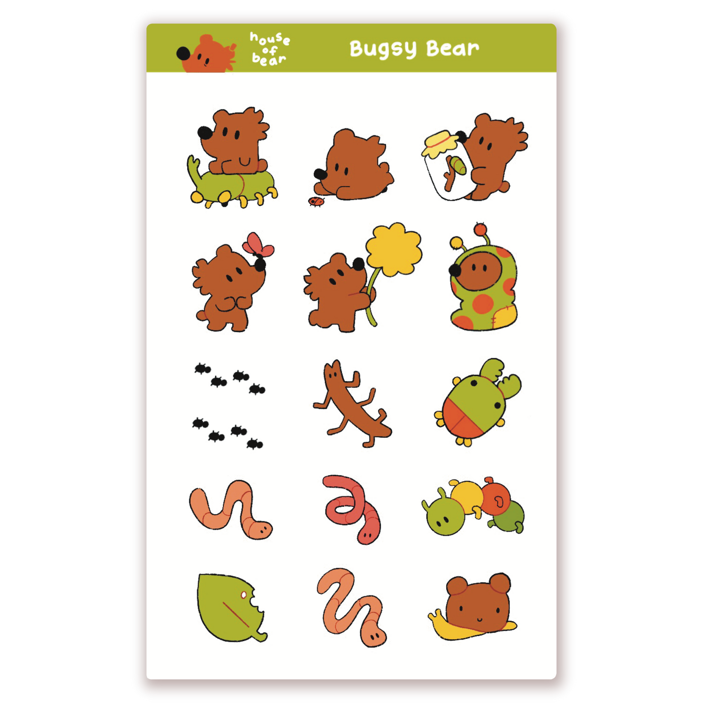 Bugsy Bear Sticker Sheet