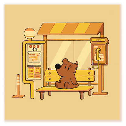 Bus Stop Bear Mini Print