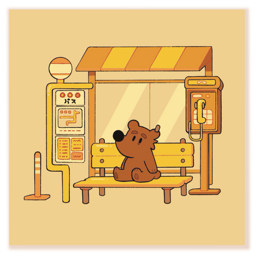 Bus Stop Bear Mini Print